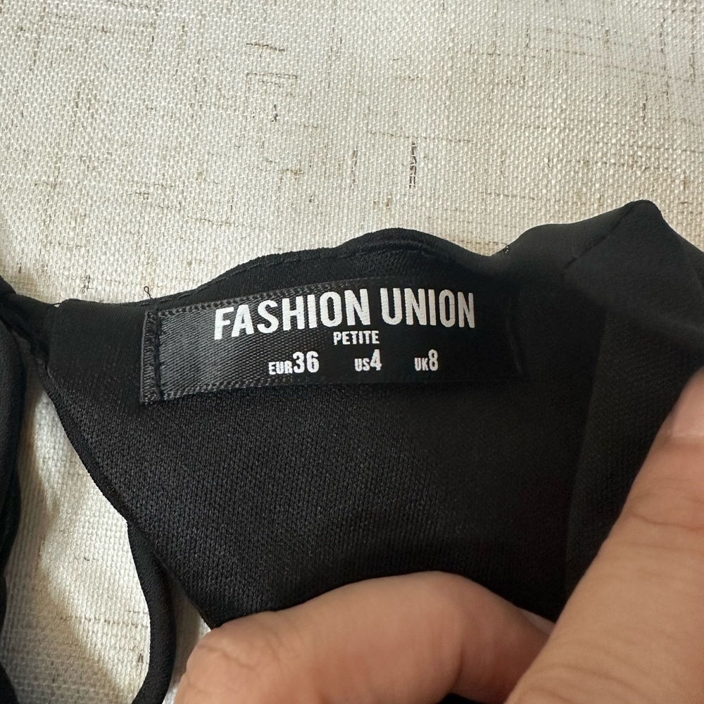 Fashion Union Black Dress with White Dots - Picture 6 of 11